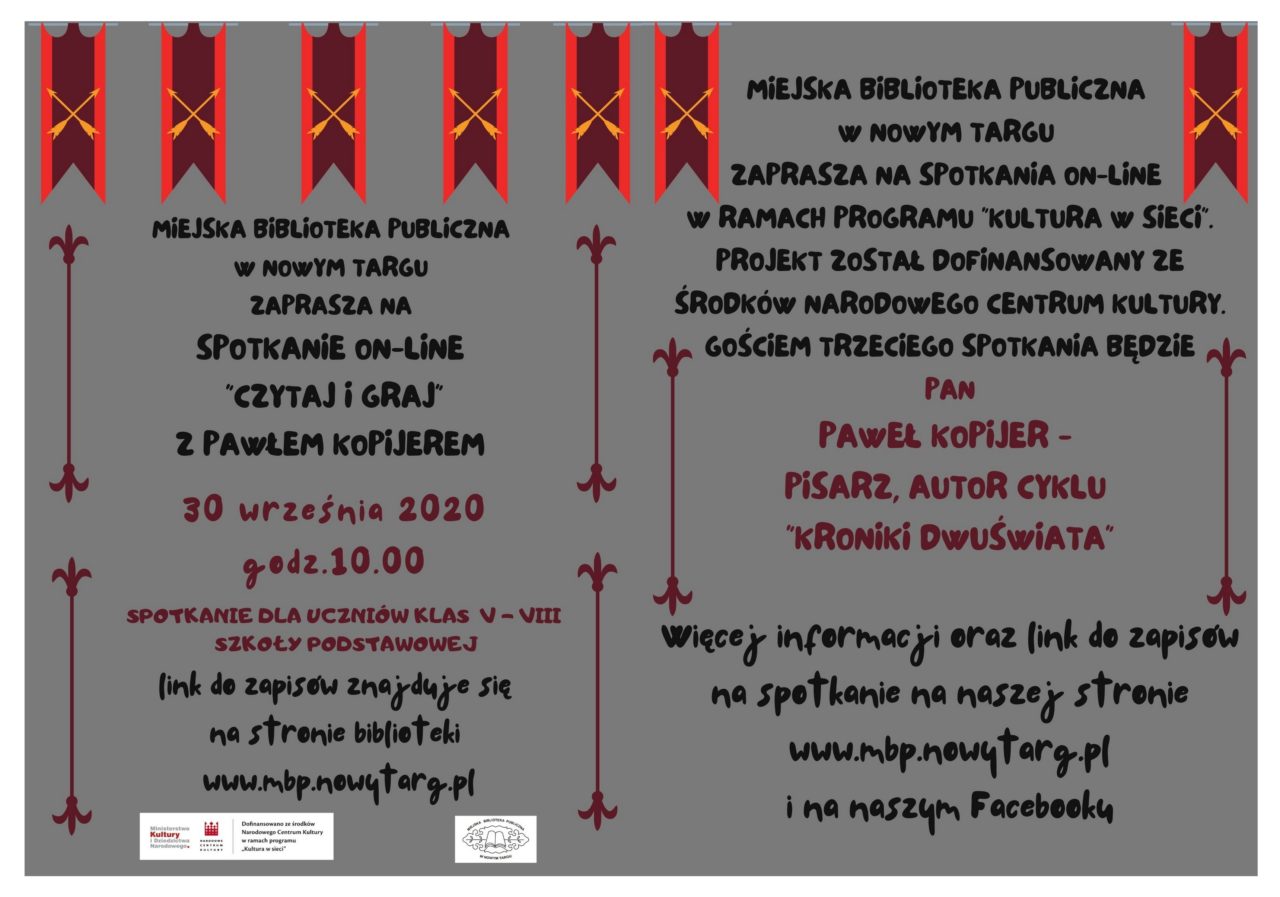 Biblioteka zaprasza na spotkanie on-line z Pawłem Kopijerem