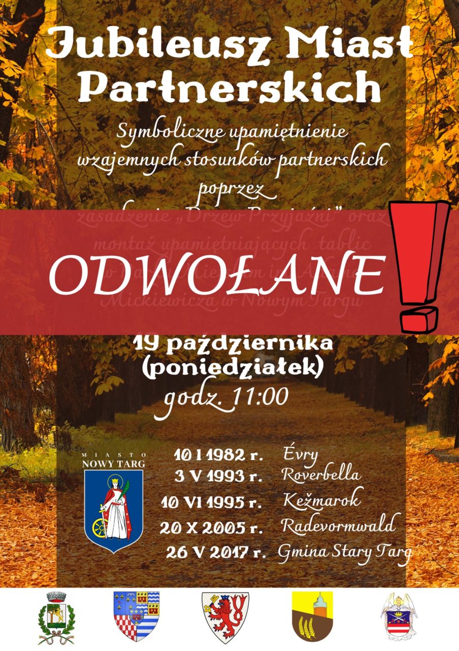 Jubileusz Miast Partnerskich odwołany