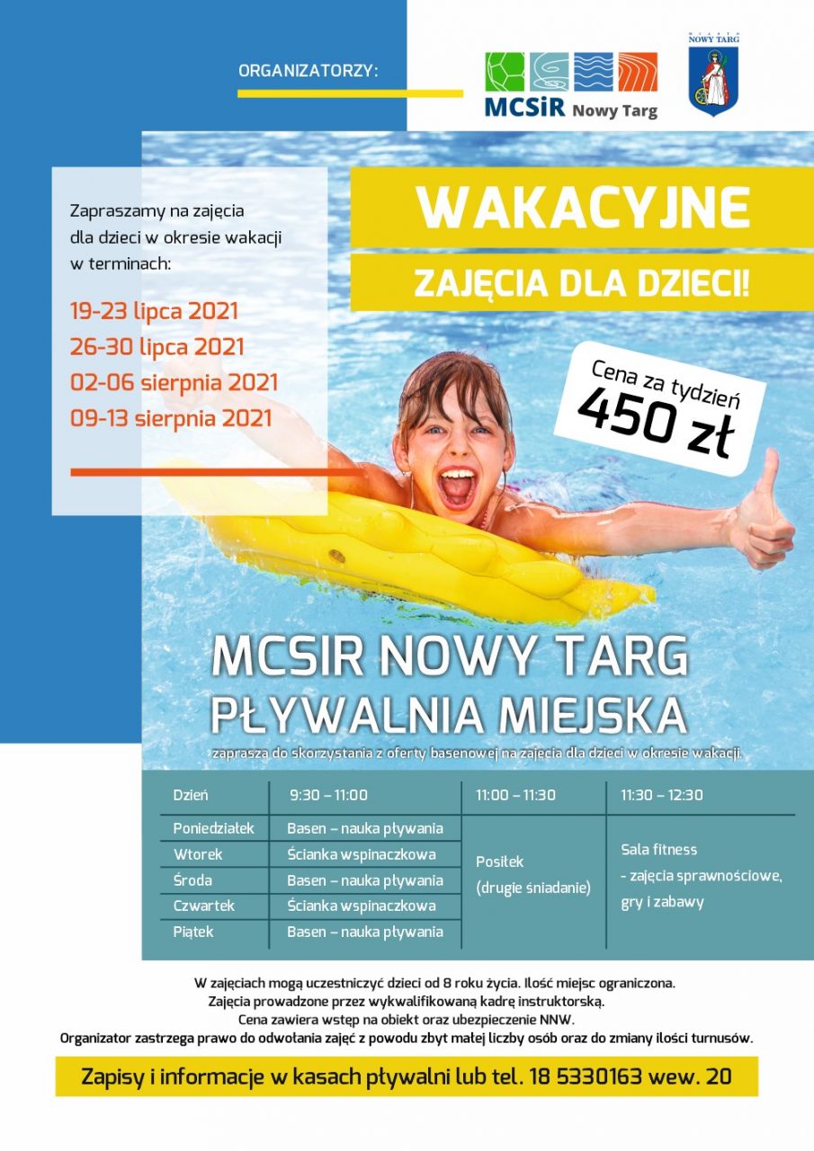 Wakacyjne zajęcia dla dzieci na nowotarskiej pływalni. Nie tylko z pływania!