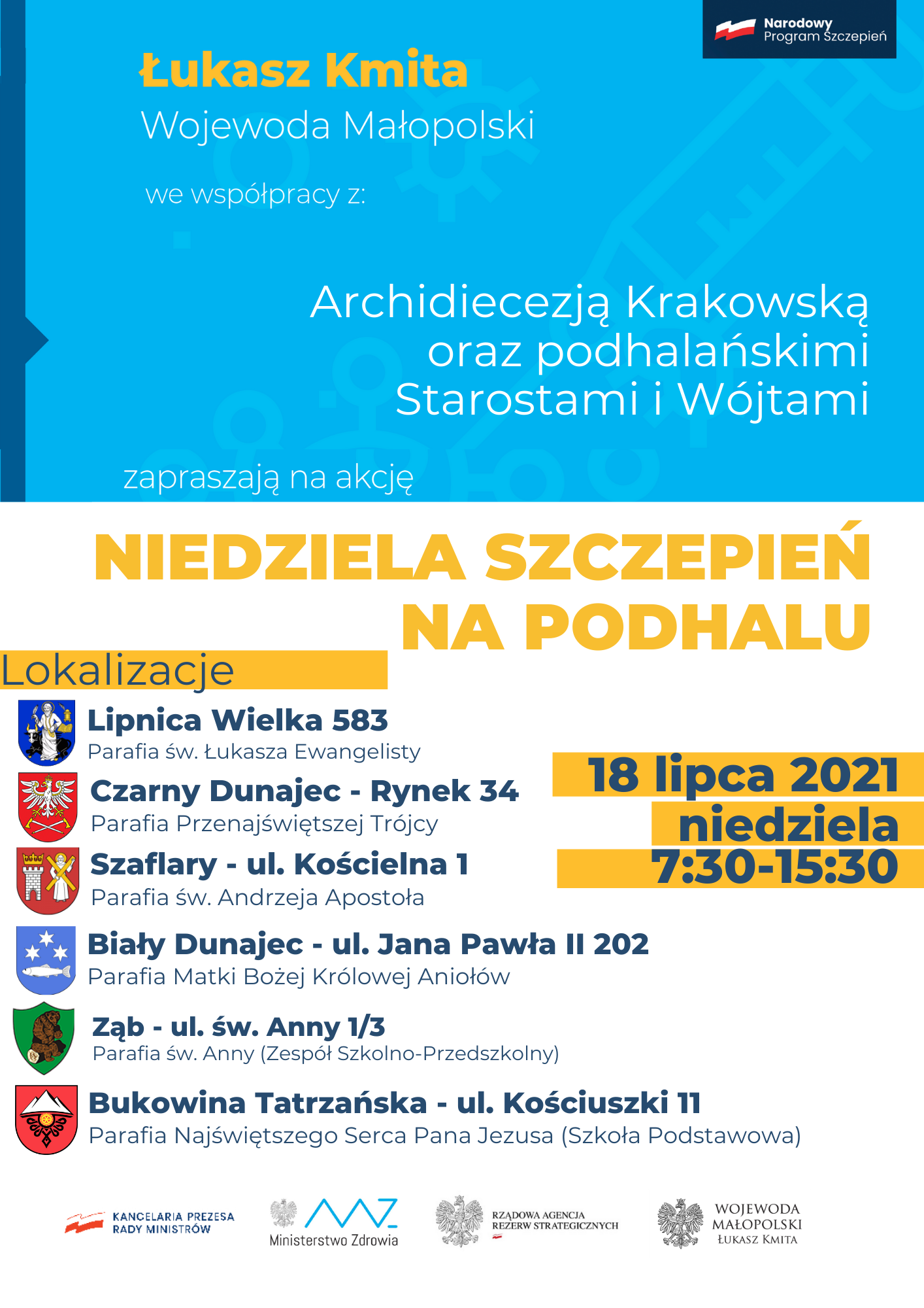 Niedziela szczepień na Podhalu - we współpracy z parafiami