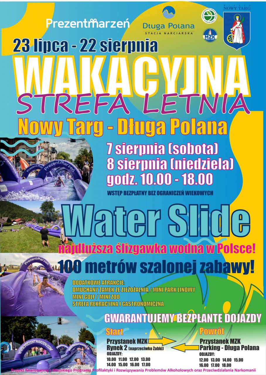 Wakacyjna Strefa Letnia: 7 i 8 sierpnia na Długiej Polanie stanie najdłuższa ślizgawka wodna w Polsce