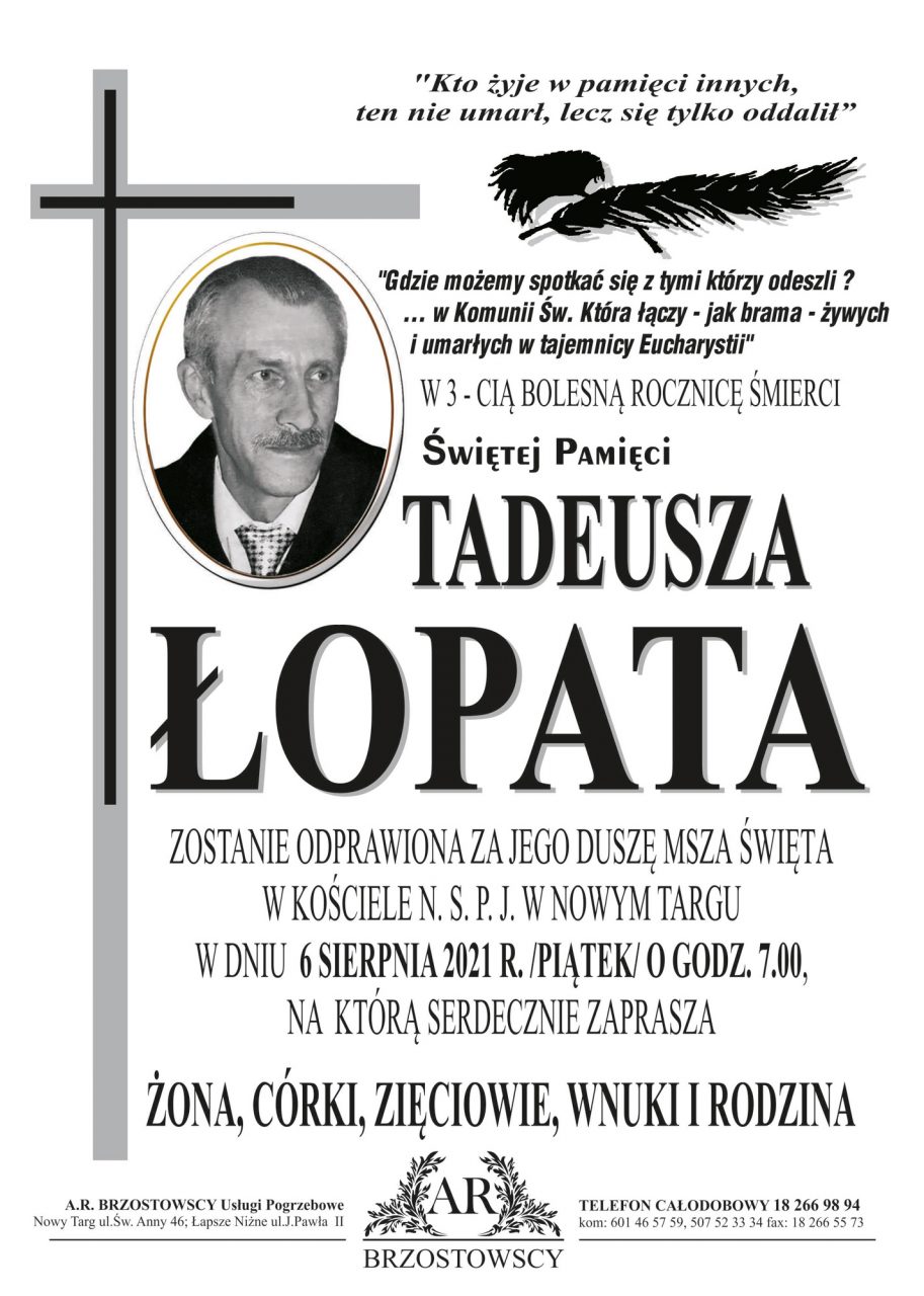 Tadeusz Łopata - rocznica śmierci