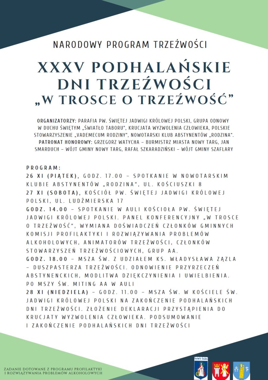 XXXV Podhalańskie Dni Trzeźwości „W trosce o trzeźwość”
