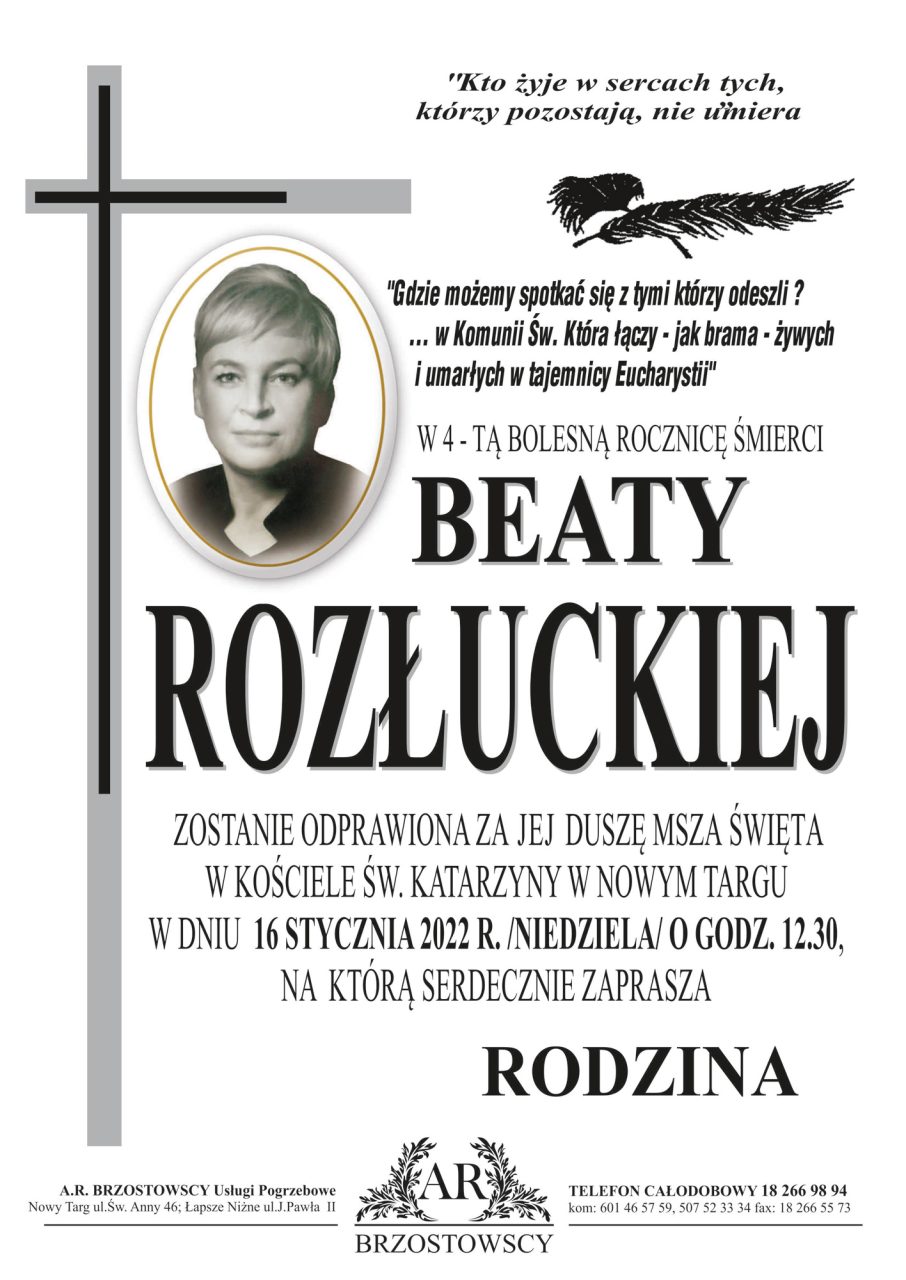 Beata Rozłucka - rocznica śmierci