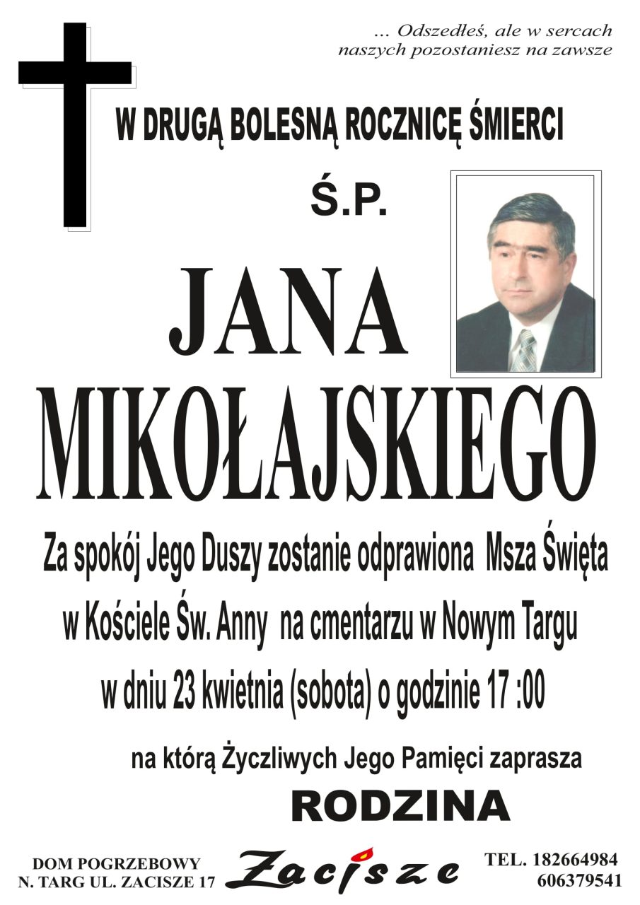 Jan Mikołajski rocznica śmierci