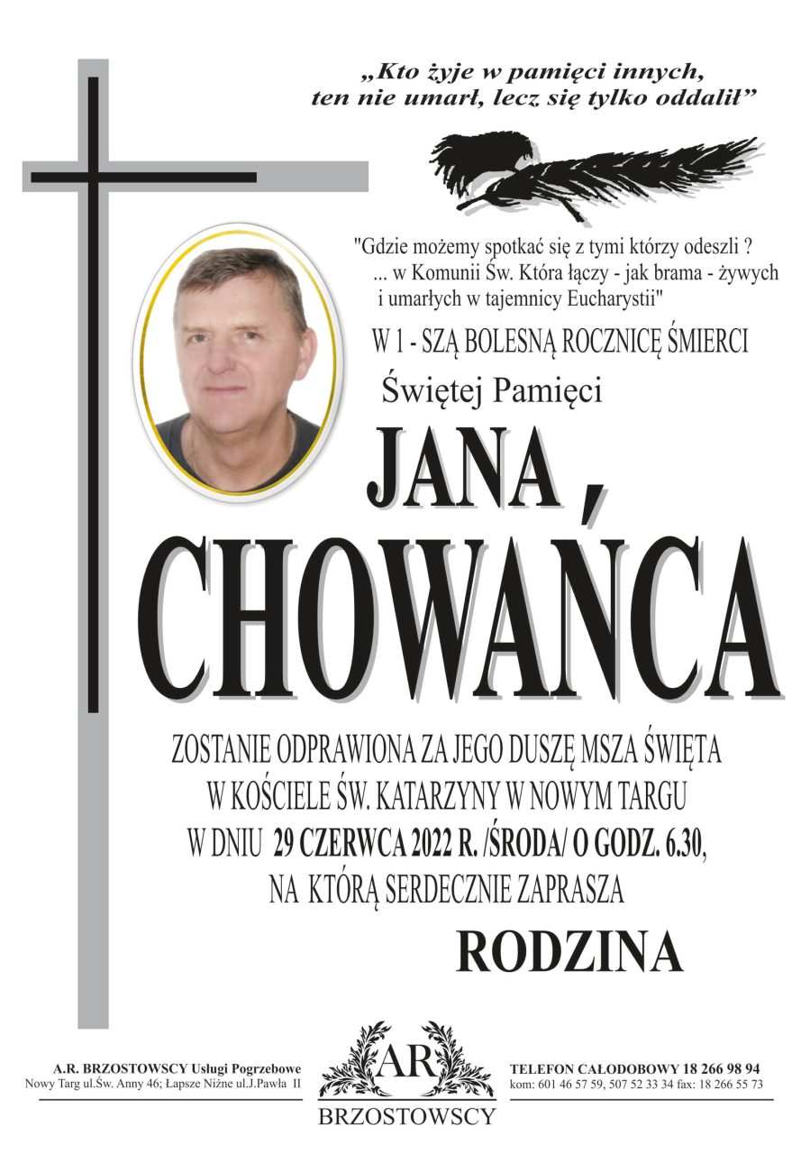 Jan Chowaniec - rocznica