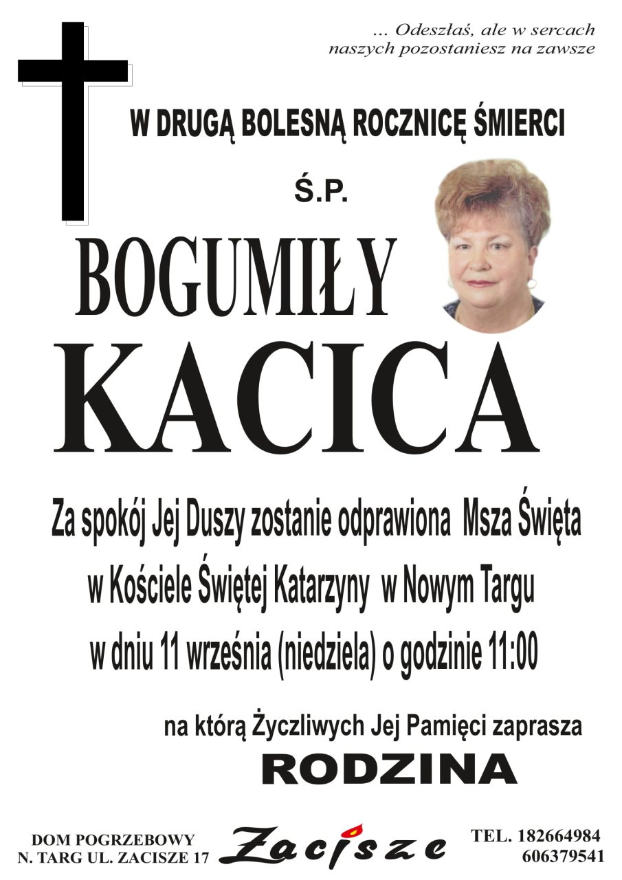 Bogumiła Kacica - rocznica