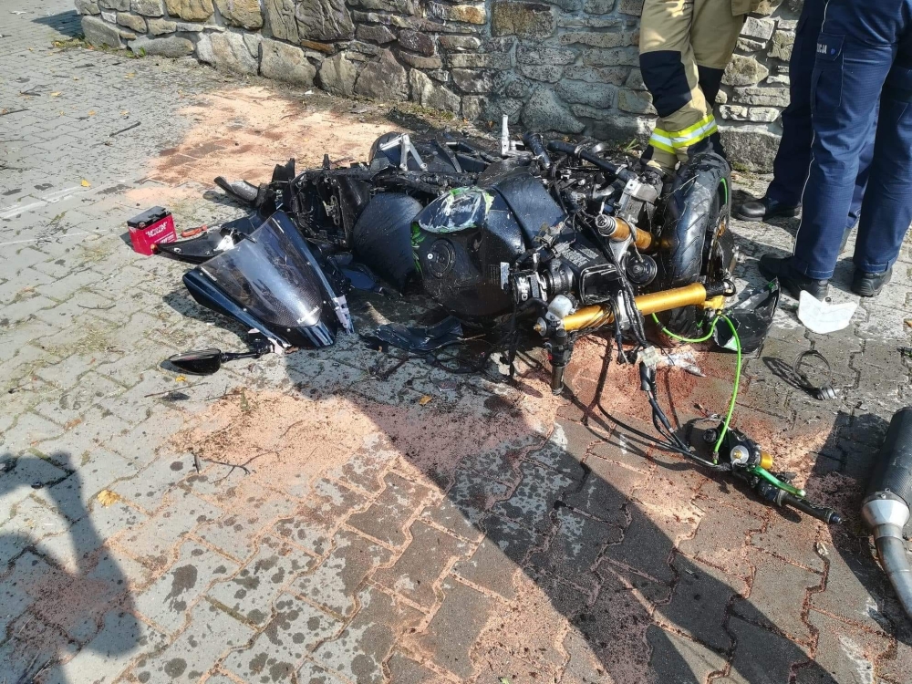 Wypadek motocyklisty w Chabówce