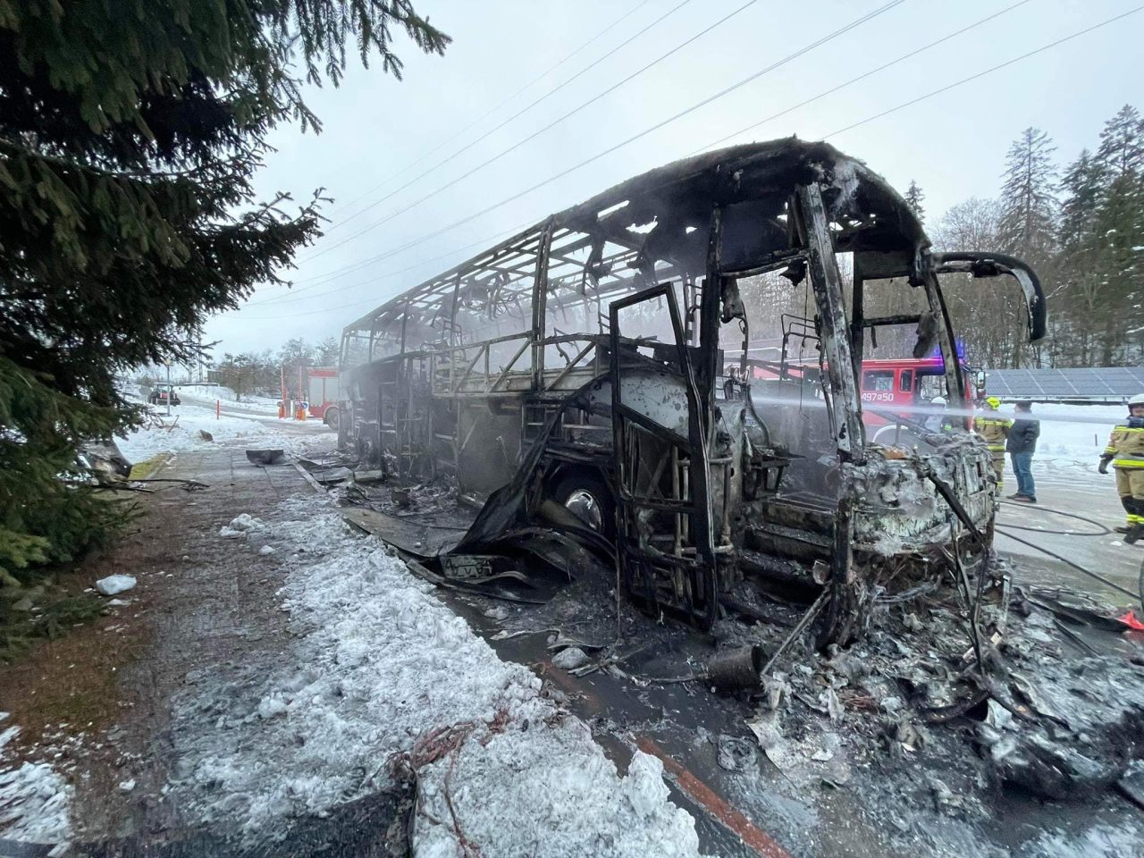 Pożar autokaru w Niedzicy