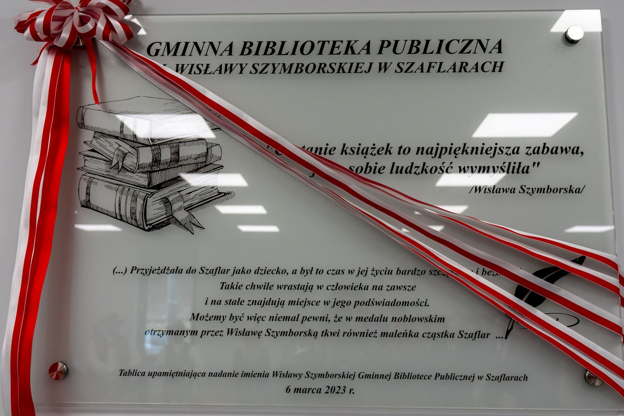 List w sprawie nadania imienia Wisławy Szymborskiej Gminnej Bibliotece Publicznej w Szaflarach
