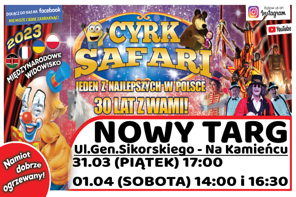 Jubileuszowe show Cyrku Safari w Nowym Targu i Krościenku nad Dunajcem! (mat. sponsorowany)