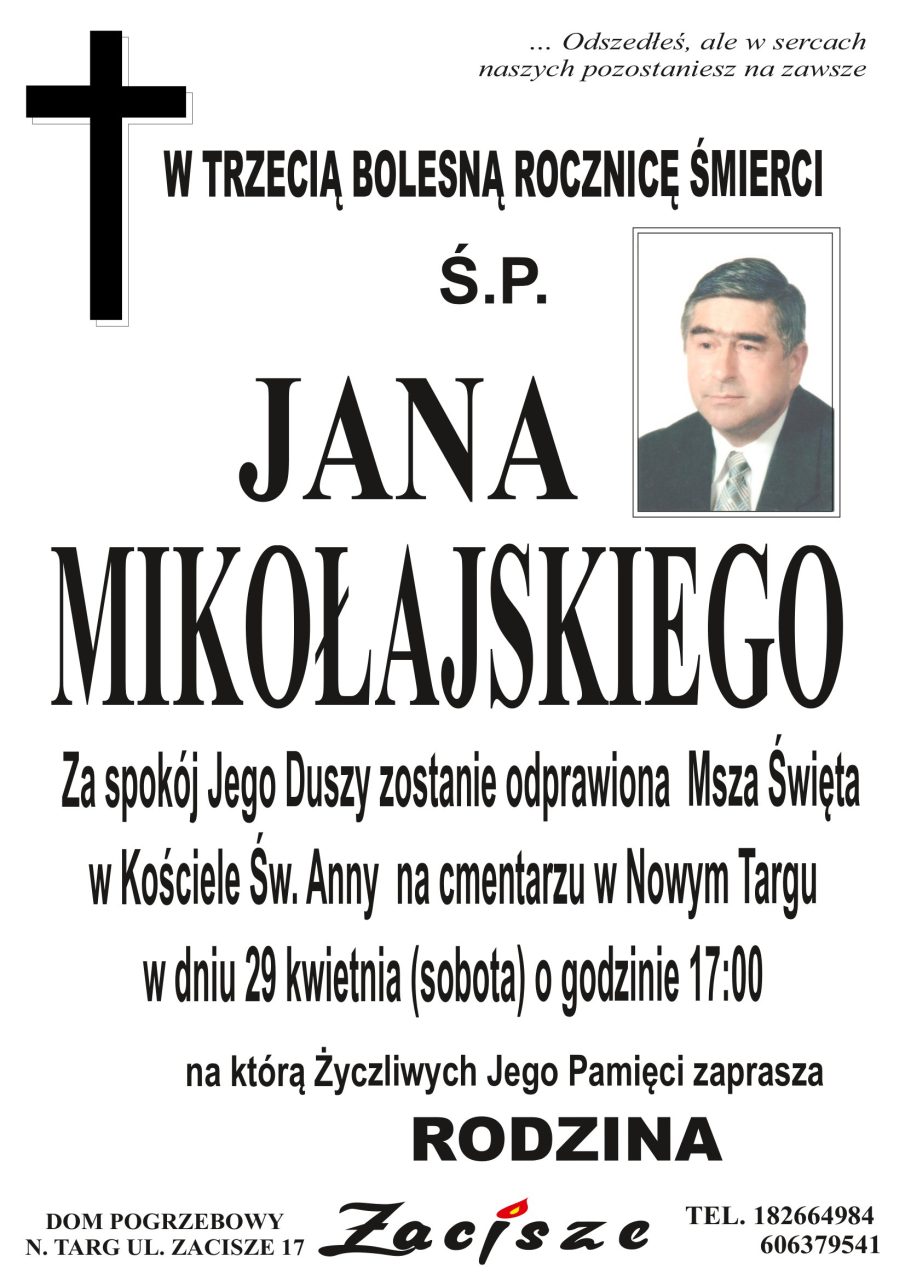 Jan Mikołajski - rocznica