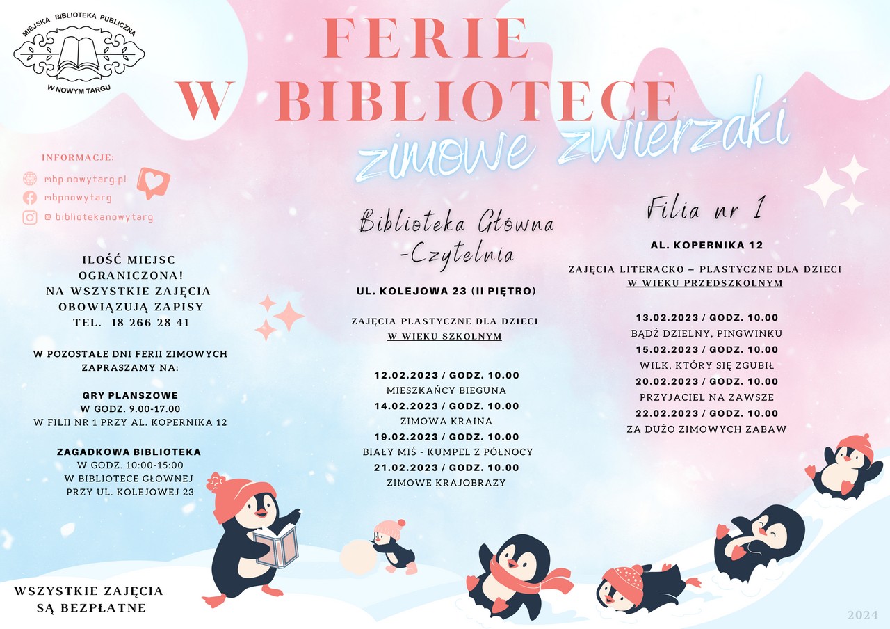 Ferie z zimowymi zwierzakami w nowotarskiej bibliotece