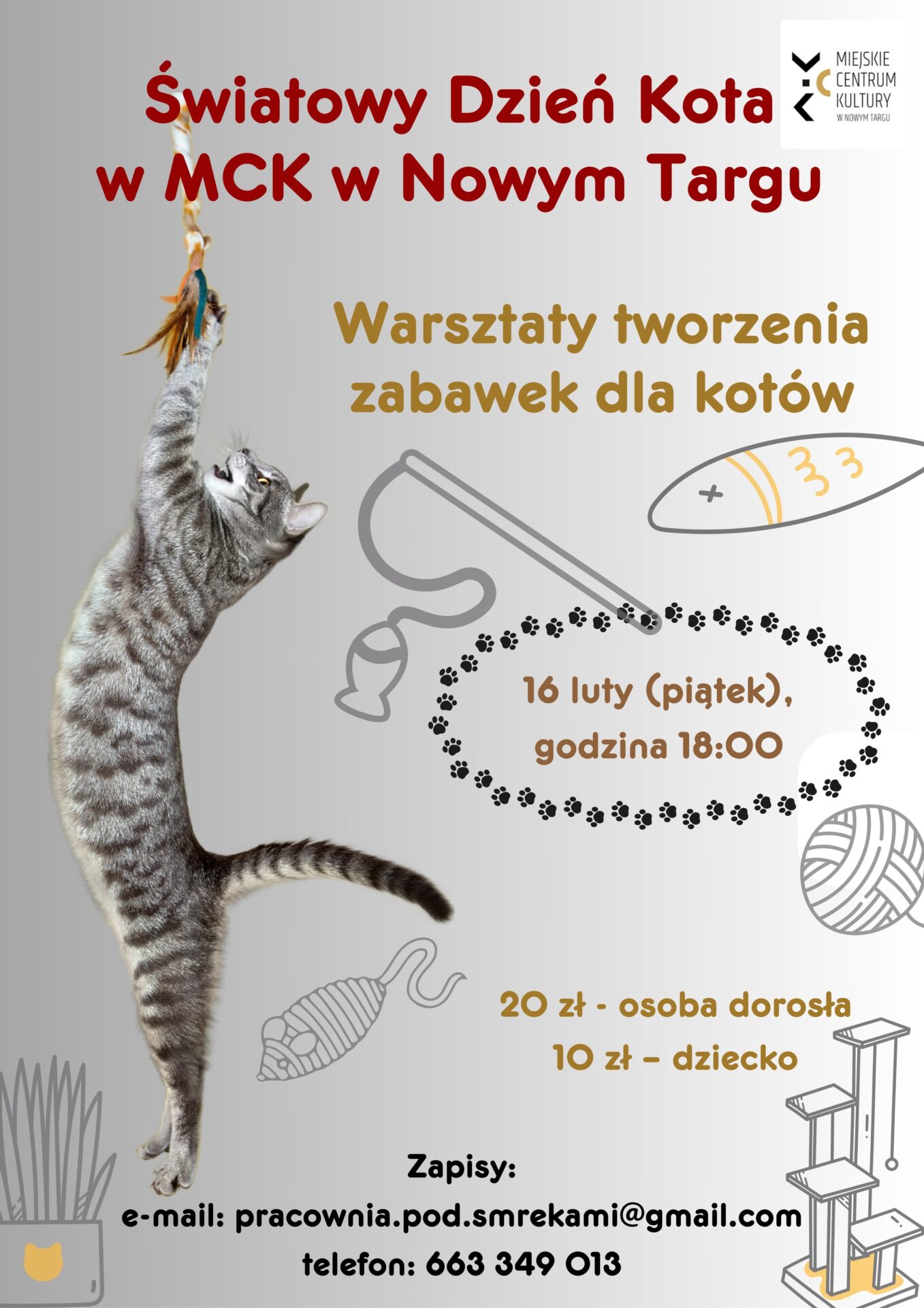 Światowy Dzień Kota tuż tuż... warsztaty kocich zabawek w MCK Nowy Targ