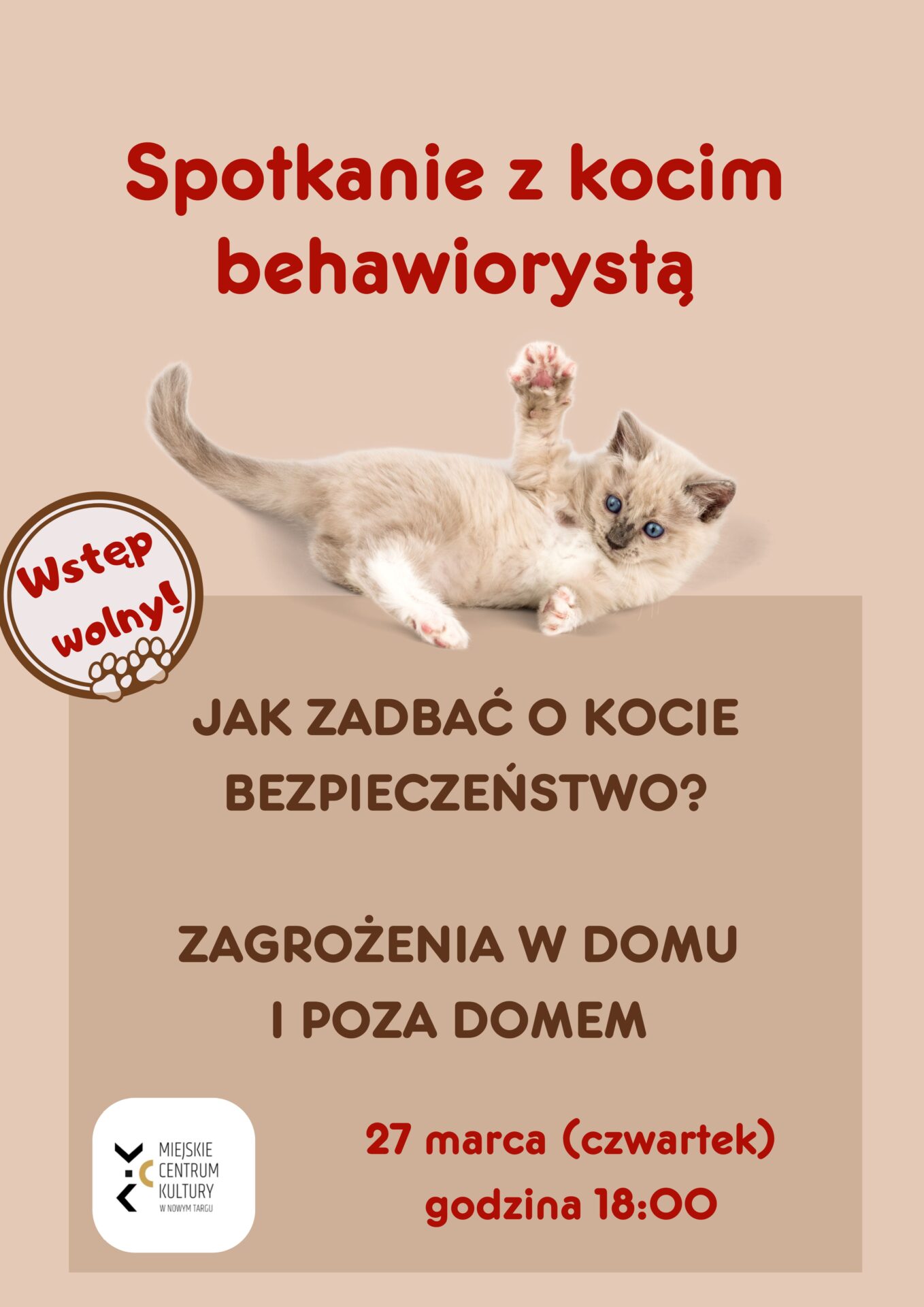 Spotkanie z kocim behawiorystą: kocie bezpieczeństwo