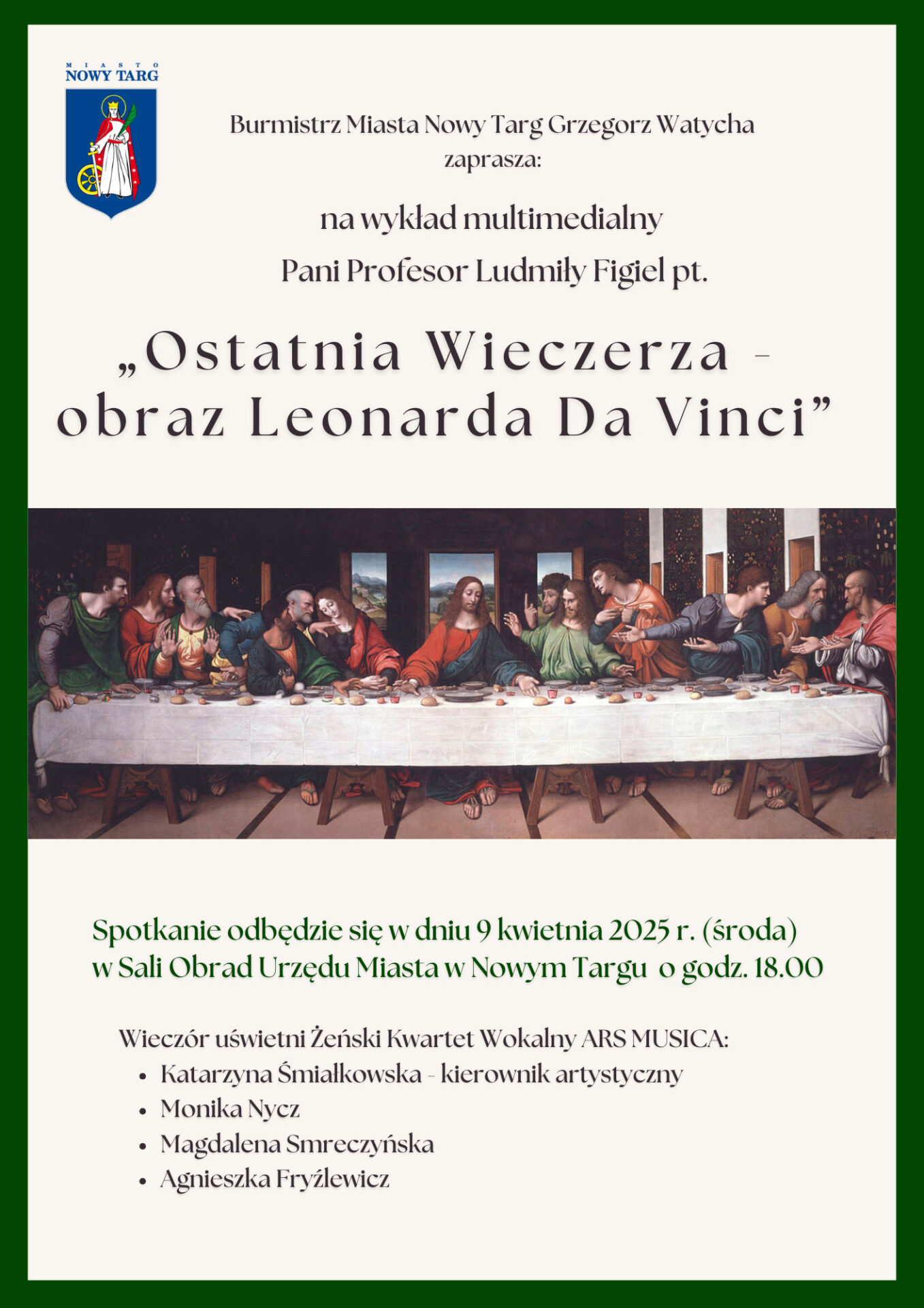 Wykład multimedialny Pani Profesor Ludmiły Figiel pt. „Ostatnia Wieczerza – obraz Leonarda Da Vinci”
