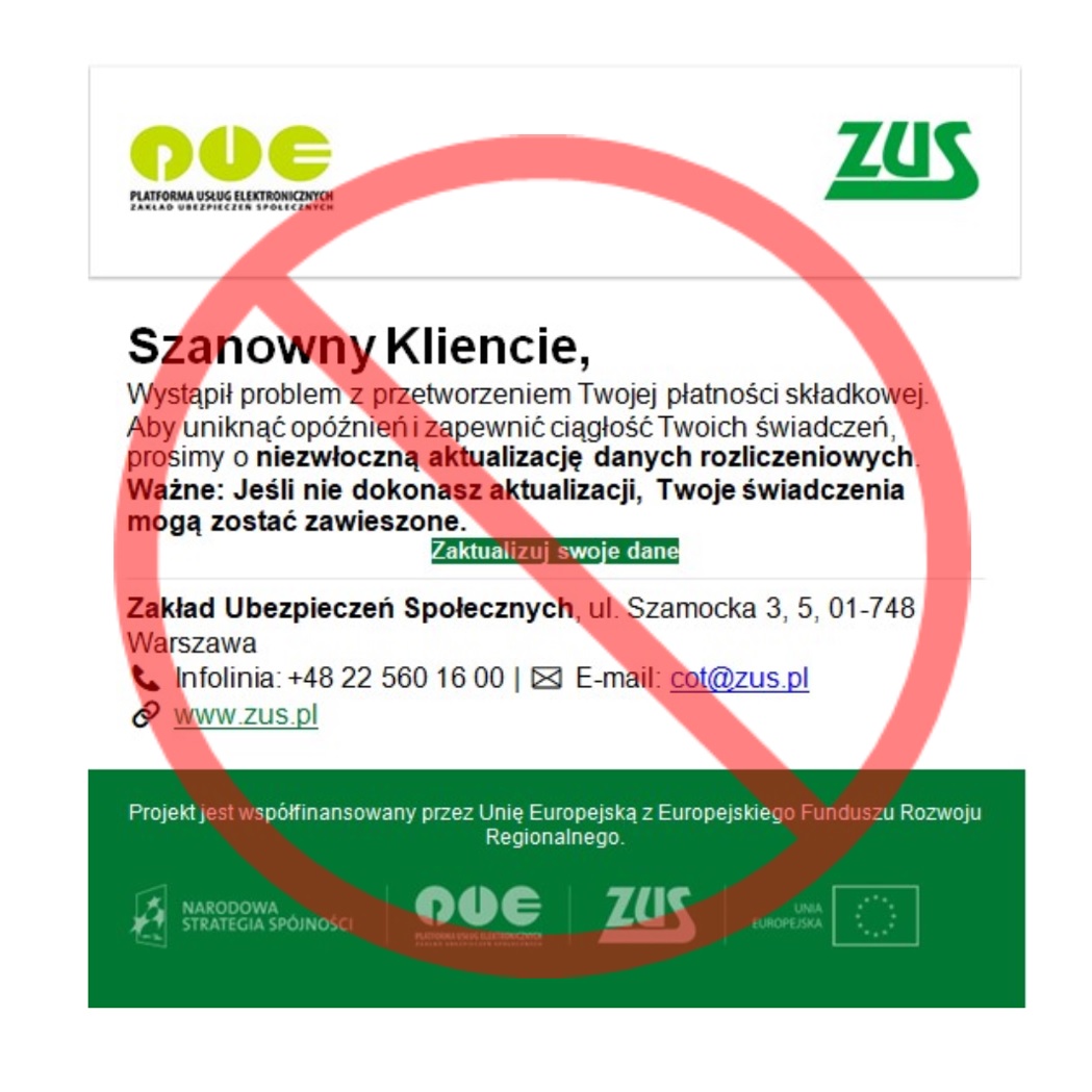 ZUS ostrzega przed oszustami