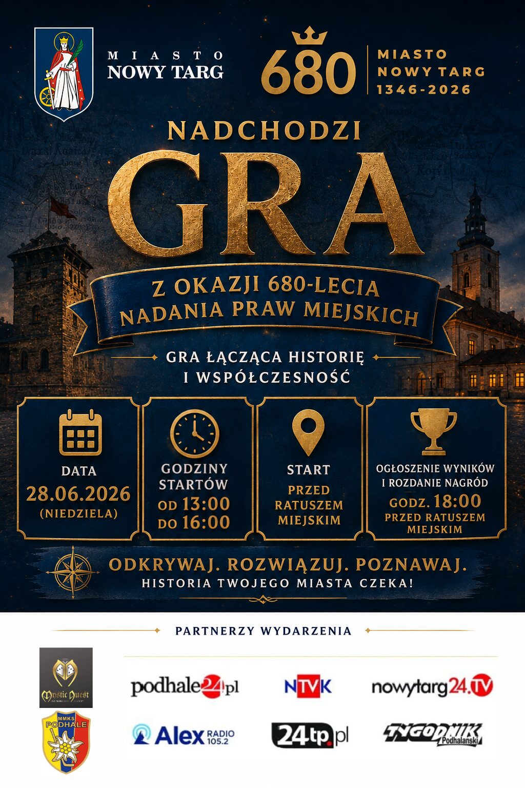 Historia ożyje na ulicach Nowego Targu. Mieszkańcy ruszą do gry z okazji 680-lecia miasta