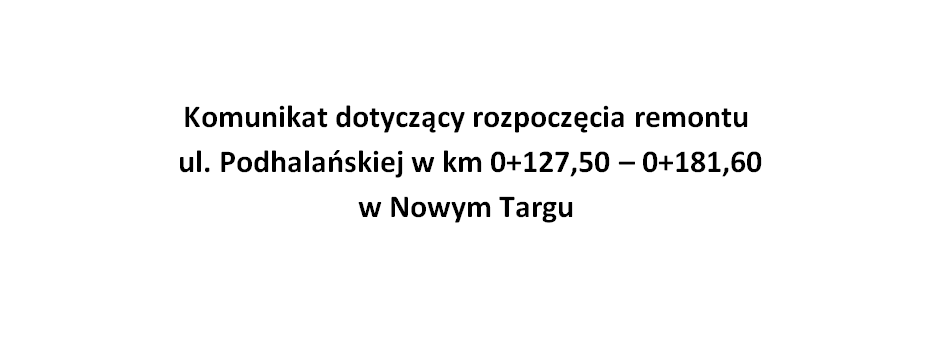 Remont odcinka ulicy Podhalańskiej w Nowym Targu rusza już dziś