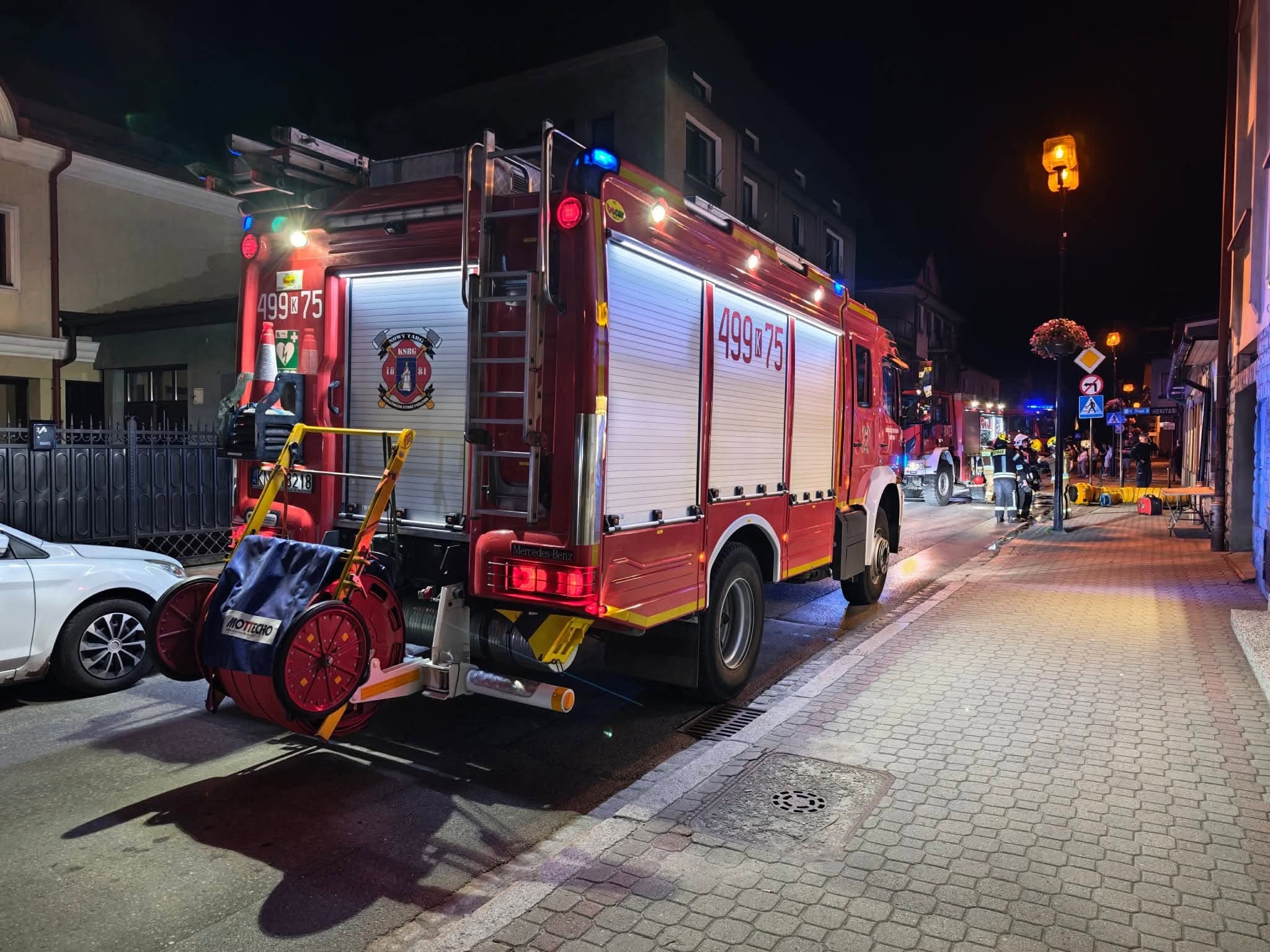 Nocny pożar w centrum Nowego Targu
