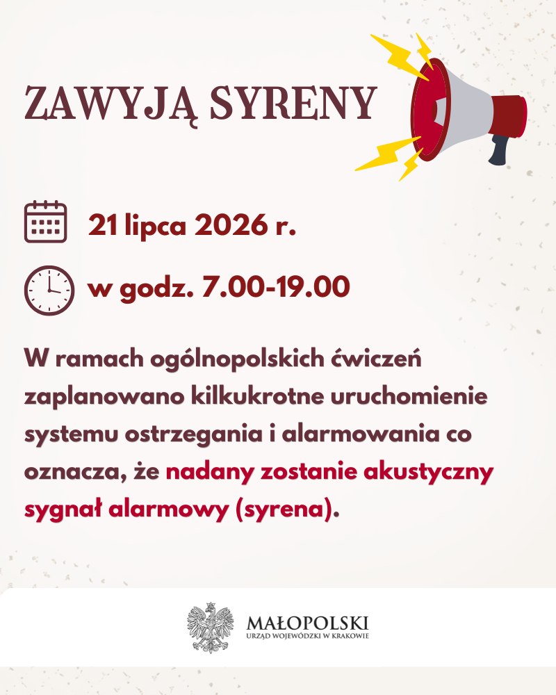 W Nowym Targu zawyją syreny alarmowe. Mieszkańcy nie powinni się niepokoić